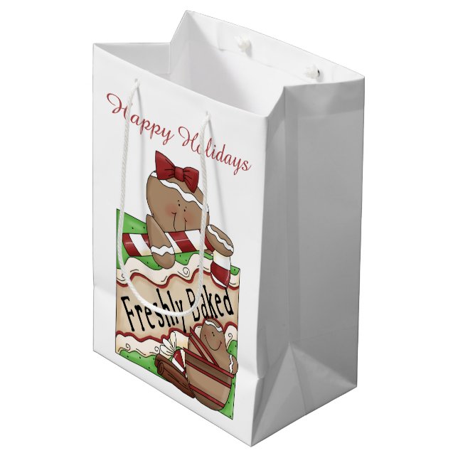 Christmas gingerbread homemade with love medium gift bag (Front Angled)