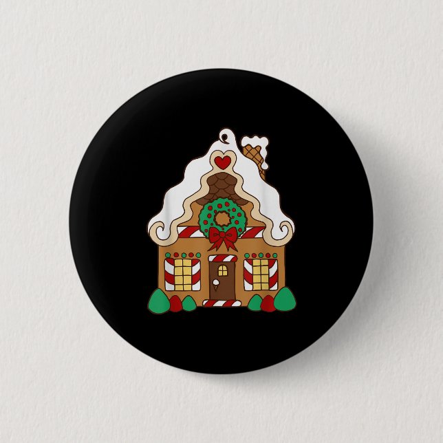 Christmas Gingerbread House  6 Cm Round Badge (Front)