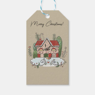 Christmas Gingerbread House Bird Winter Gift Tags
