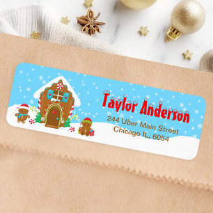 Christmas Gingerbread House Blue and Red