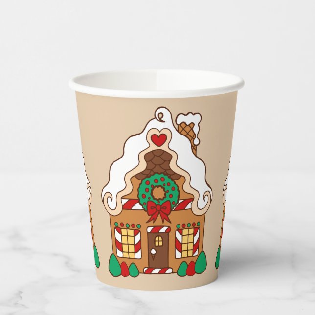 Christmas Gingerbread House Coffee  Drink Paper  Cups (Left)