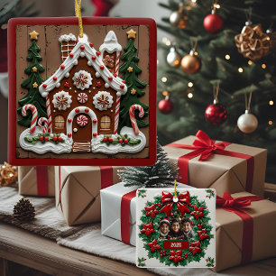 Christmas Gingerbread House Customizable Ceramic Ornament