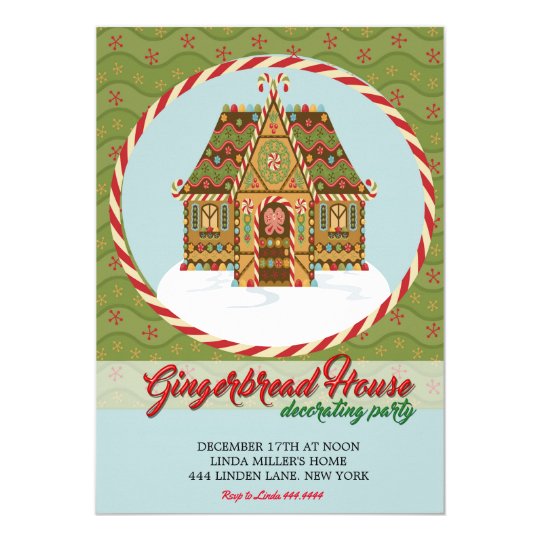 Christmas Gingerbread House Decorating Party Card