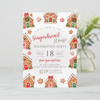 Christmas Gingerbread House Decorating Party Invitation