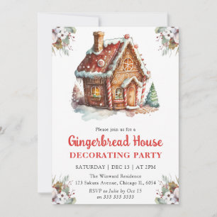 Christmas Gingerbread House Decorating Party Invitation