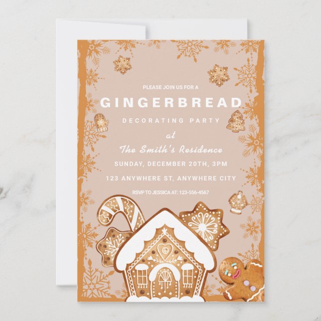 Christmas Gingerbread House Decorating Party Invitation (Front)