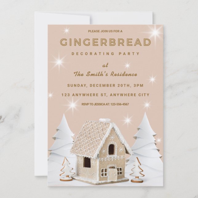Christmas Gingerbread House Decorating Party Invitation (Front)