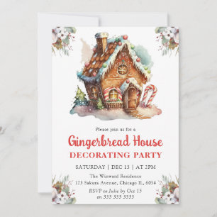 Christmas Gingerbread House Decorating Party Invitation