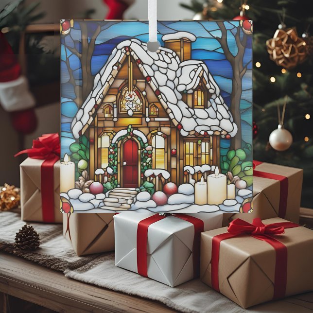 Christmas Gingerbread House Faux Stained Glass Glass Tree Decoration (Creator Uploaded)