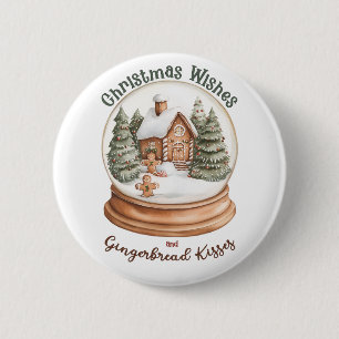 Christmas Gingerbread House Holiday Snow Globe 6 Cm Round Badge