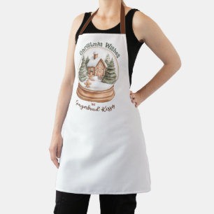 Christmas Gingerbread House Holiday Snow Globe Apron