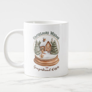 Christmas Gingerbread House Holiday Snow Globe Large Coffee Mug