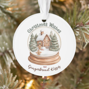 Christmas Gingerbread House Holiday Snow Globe Ornament