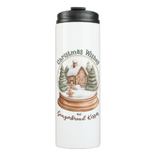 Christmas Gingerbread House Holiday Snow Globe Thermal Tumbler