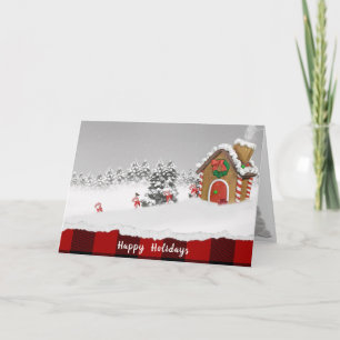 Christmas Gingerbread House in Snow Holiday Card