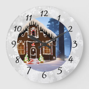 Christmas Gingerbread House  Large Clock
