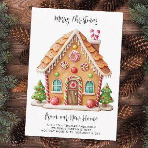 Christmas Gingerbread House New Address Moving Enclosure Card