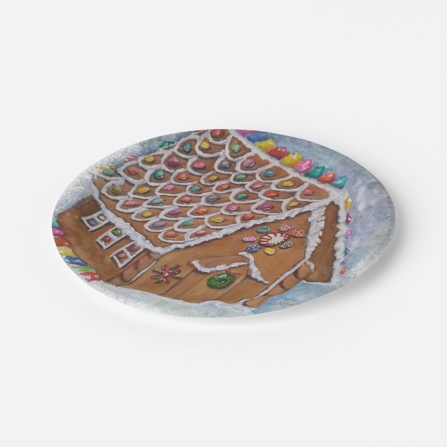 Christmas Gingerbread House Paper Plate (Angled)