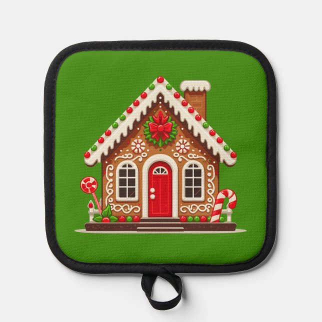 Christmas Gingerbread House Pot Holder  (Front)