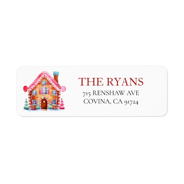 Christmas Gingerbread House Return Address Cards (Front)