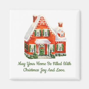 Christmas Gingerbread House Square Magnet