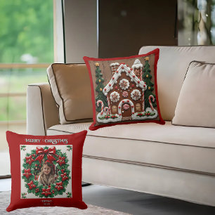 Christmas Gingerbread House Throw Pillow
