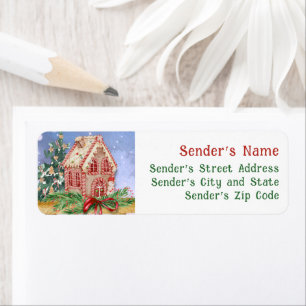 Christmas Gingerbread House Watercolor Address