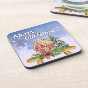 Christmas Gingerbread House Watercolor Coaster