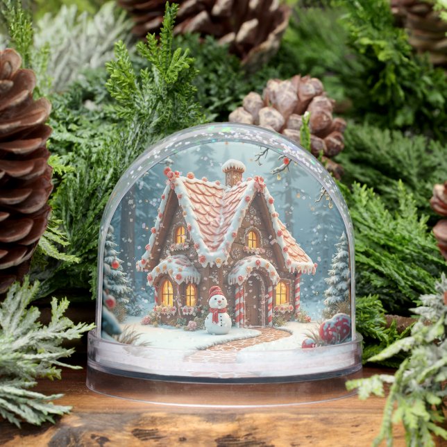 Christmas Gingerbread House With Snowman Snowglobe (Winter)