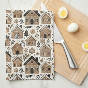 Christmas Gingerbread Houses Tea Towel