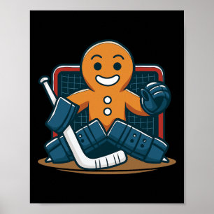 Christmas Gingerbread Ice Hockey Goalie Poster