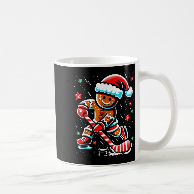 Christmas Gingerbread Ice Hockey Srts Funny Xmas P Coffee Mug (Right)