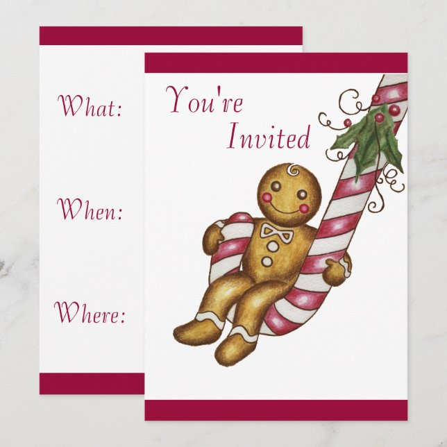 Christmas Gingerbread Invitation (Front/Back)