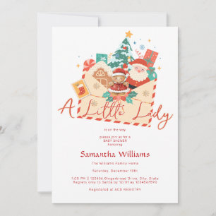 Christmas Gingerbread Little Lady Girl Baby Shower Invitation
