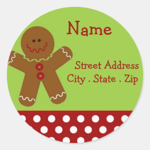 Christmas Gingerbread Man Address Labels