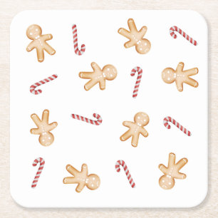 Christmas Gingerbread Man and Candy Cane Coaster