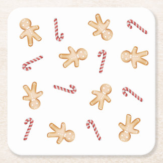 Christmas Gingerbread Man and Candy Cane Coaster