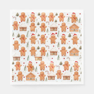 Christmas Gingerbread Man and House Napkin