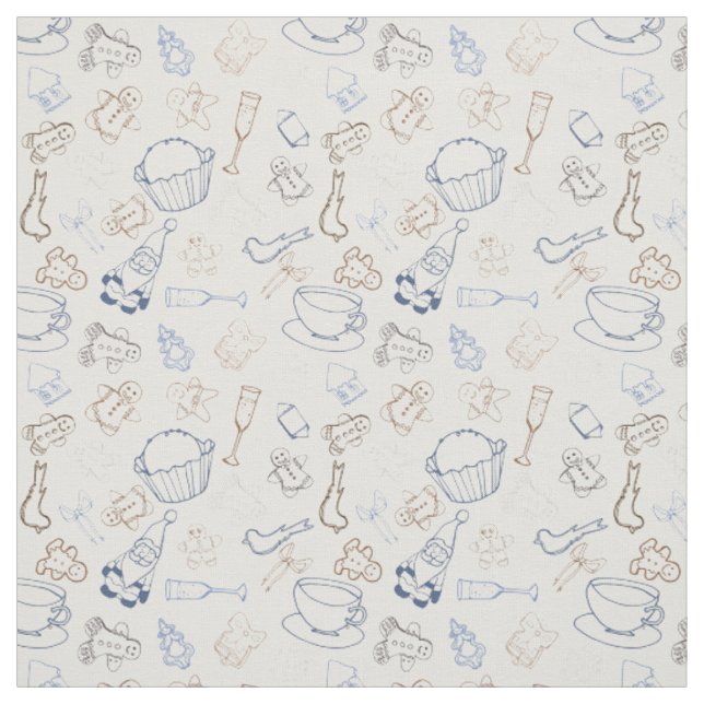 christmas Gingerbread Man and santa Fabric (Swatch)
