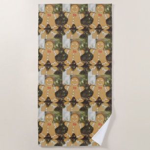 Christmas gingerbread man beach towel