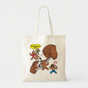 Christmas Gingerbread Man Being Eaten by Dogs Tote Bag