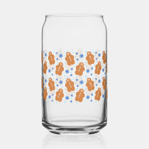 Christmas Gingerbread Man Can Glass