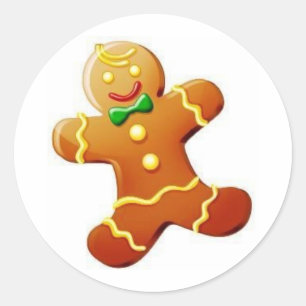 Christmas Gingerbread Man Classic Round Sticker