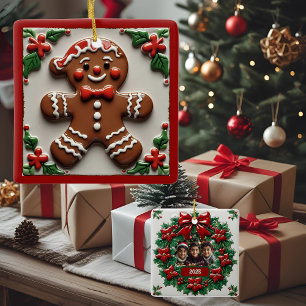 Christmas Gingerbread Man Customisable Ceramic Ornament