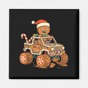 Christmas Gingerbread Man Driving Truck Xmas Light Magnet
