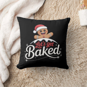 Christmas Gingerbread Man Family Let's Get Baked Cushion