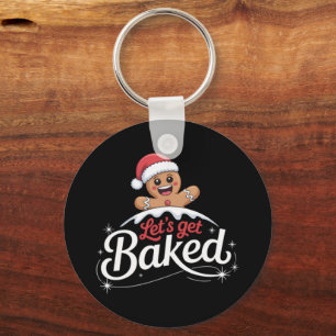 Christmas Gingerbread Man Family Let's Get Baked Key Ring