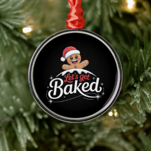 Christmas Gingerbread Man Family Let's Get Baked  Metal Tree Decoration