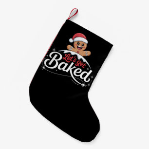 Christmas Gingerbread Man Family Let's Get Baked Small Christmas Stocking