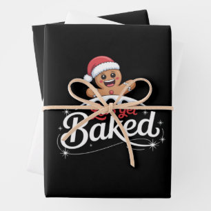 Christmas Gingerbread Man Family Let's Get Baked  Wrapping Paper Sheet